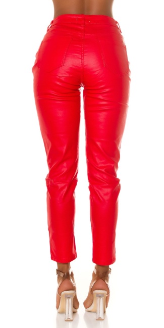 Highwaist Boyfriend Jeans in leather look Red